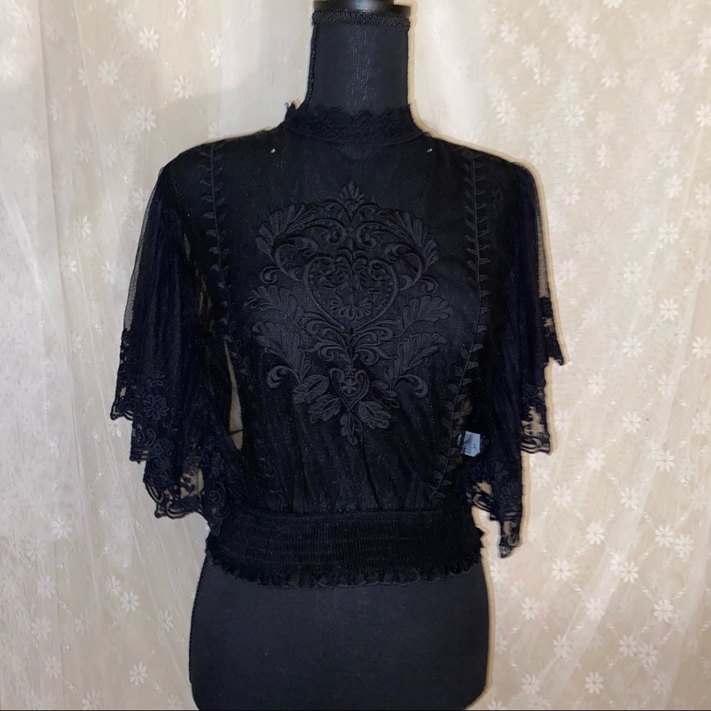 Black Sheer Lace Top.